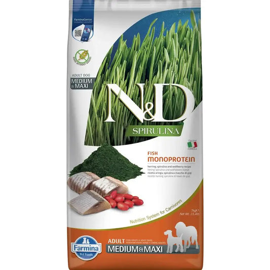 Farmina N&D Dog Spirulina Medium Maxi Aringa 7Kg