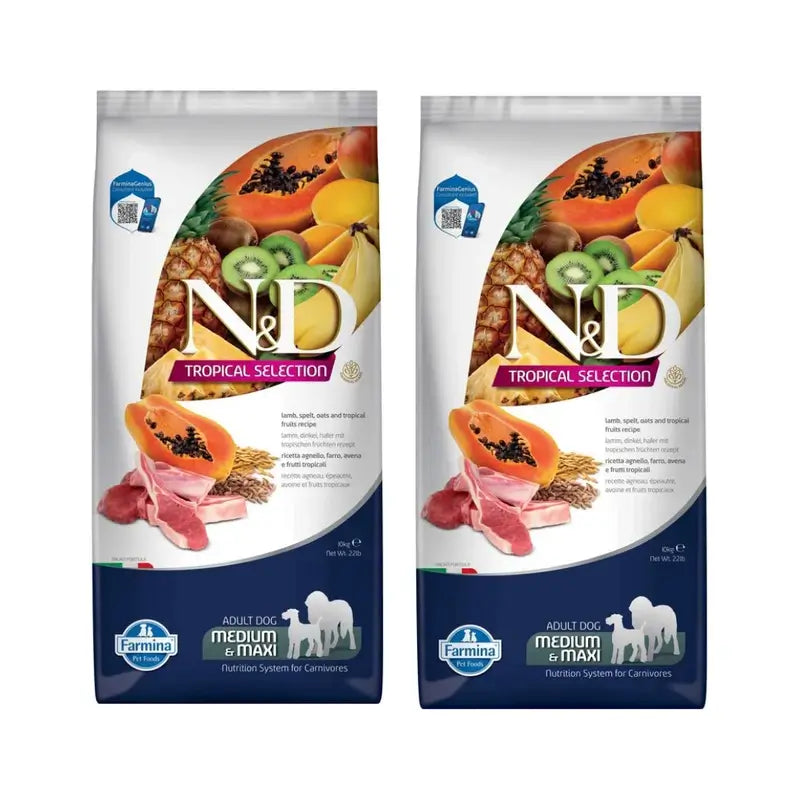 Farmina N&D Dog Tropical Selection Med Maxi Lamb 10Kg, Confezione Da 2