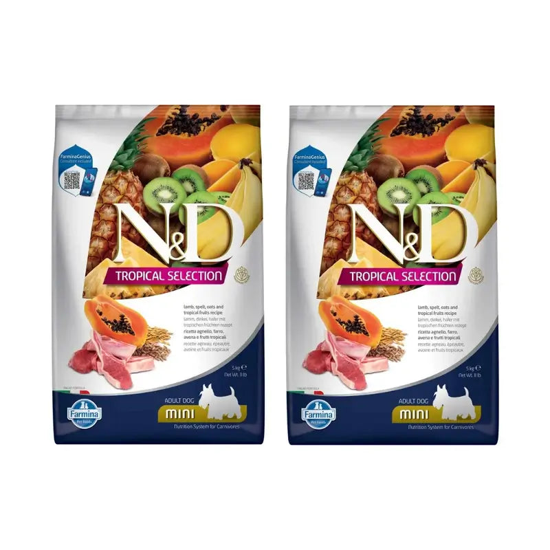 Farmina N&D Dog Tropical Selection Mini Lamb 5Kg, Confezione da 2