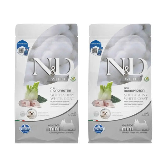 Farmina N&D White Dog Sea Bass Spirulina Mini 2Kg, Confezione Da 2