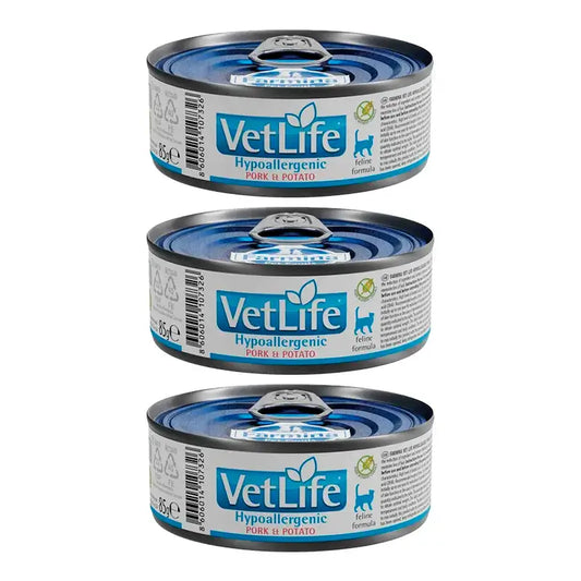 Farmina Vet Life Cat Hypoallergenic Pig, Confezione 3 x Box 12X85Gr