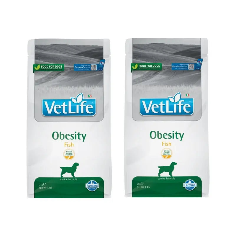 Farmina Vet Life Nat Dog Obesity Fish Adult 2Kg, Cibo per cani, Confezione da 2