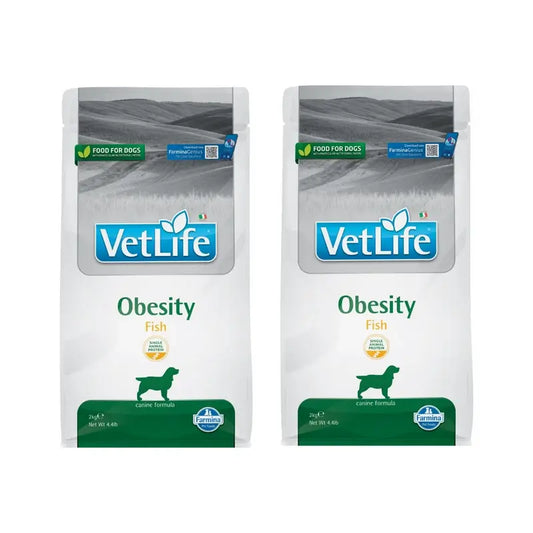 Farmina Vet Life Nat Dog Obesity Fish Adult 2Kg, Cibo per cani, Confezione da 2