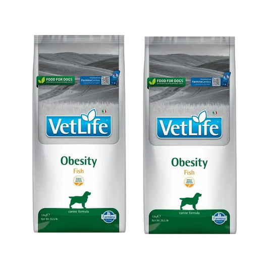 Farmina Vet Life Nat Dog Obesity Fish Adult 12Kg, Cibo per cani, Confezione Da 2