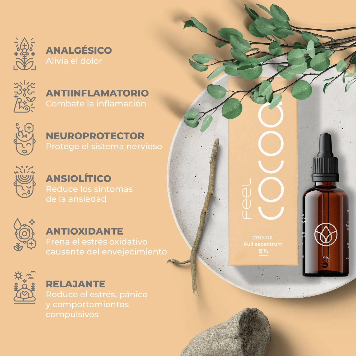 Olio di Cbd Feel Cocoa 5% a spettro completo, 10 ml
