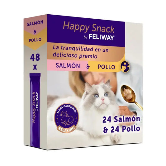 Feliway Happy Snack Pollo e Salmone, 48 bustine