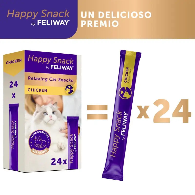 Feliway Happy Snack al gusto di pollo, 24 bustine