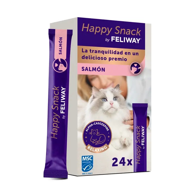 Feliway Happy Snack al gusto di salmone, 24 bustine
