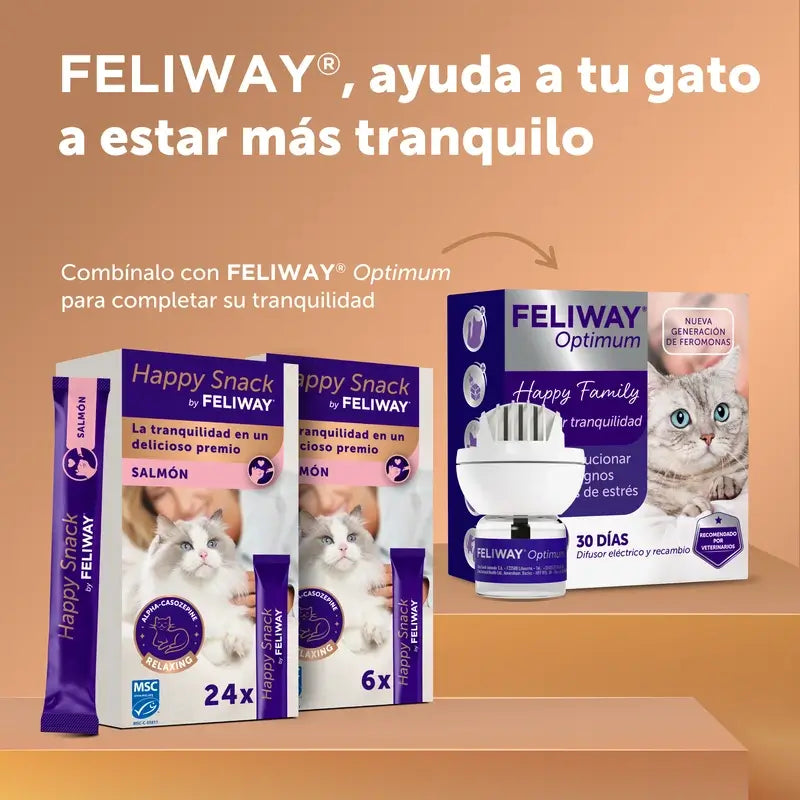 Feliway Happy Snack al gusto di salmone, 24 bustine
