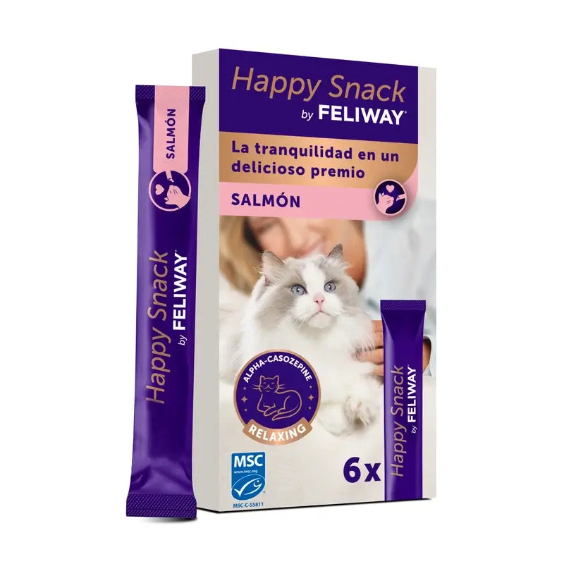 Feliway Happy Snack al gusto di salmone, 6 bustine