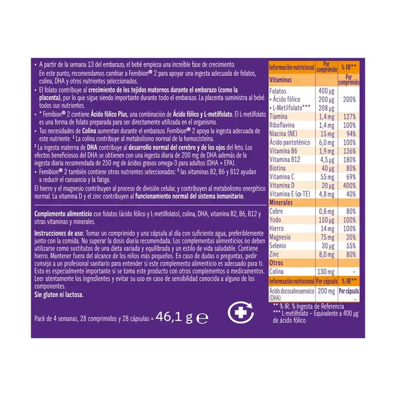 Femibion 2 Gravidanza con acido folico e vitamine, 3X28 compresse
