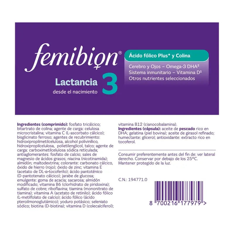 Femibion 3 Allattamento e gravidanza con acido folico e vitamine, 2 x 28 compresse
