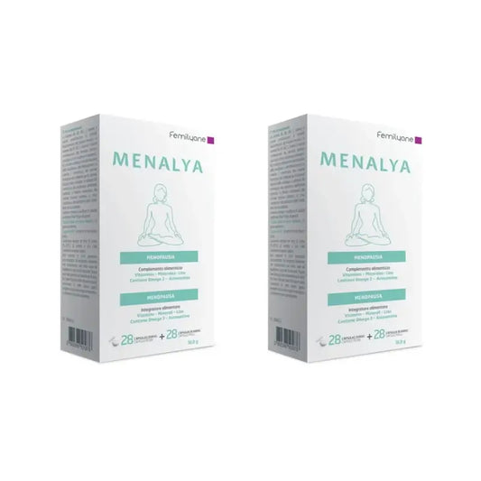 Femilyane Menalya Integratore alimentare per la menopausa, 28 capsule + 28 capsule, Confezione da 2