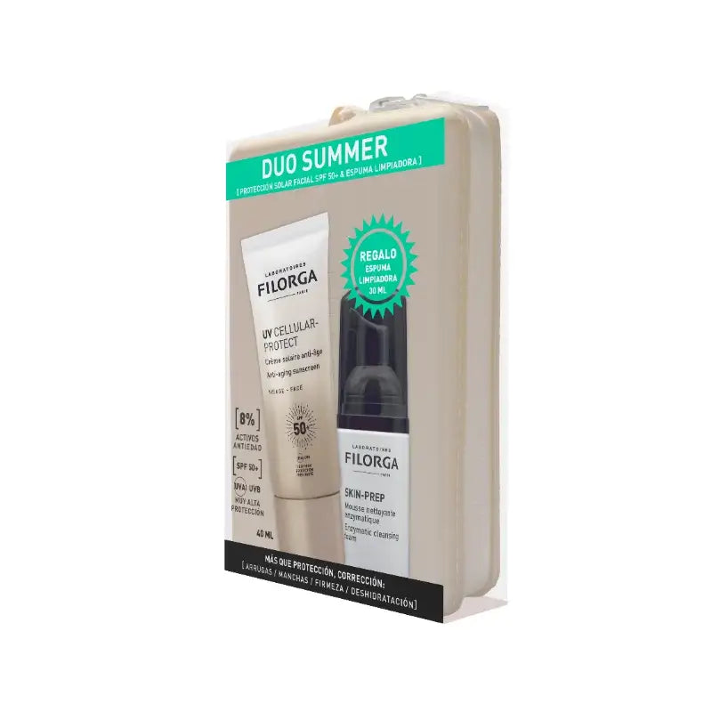 Filorga Pack Uv Cellular-Protect Face SPF 50+ Skin-Prep Schiuma Detergente Enzimatica 30 ml e trousse in omaggio