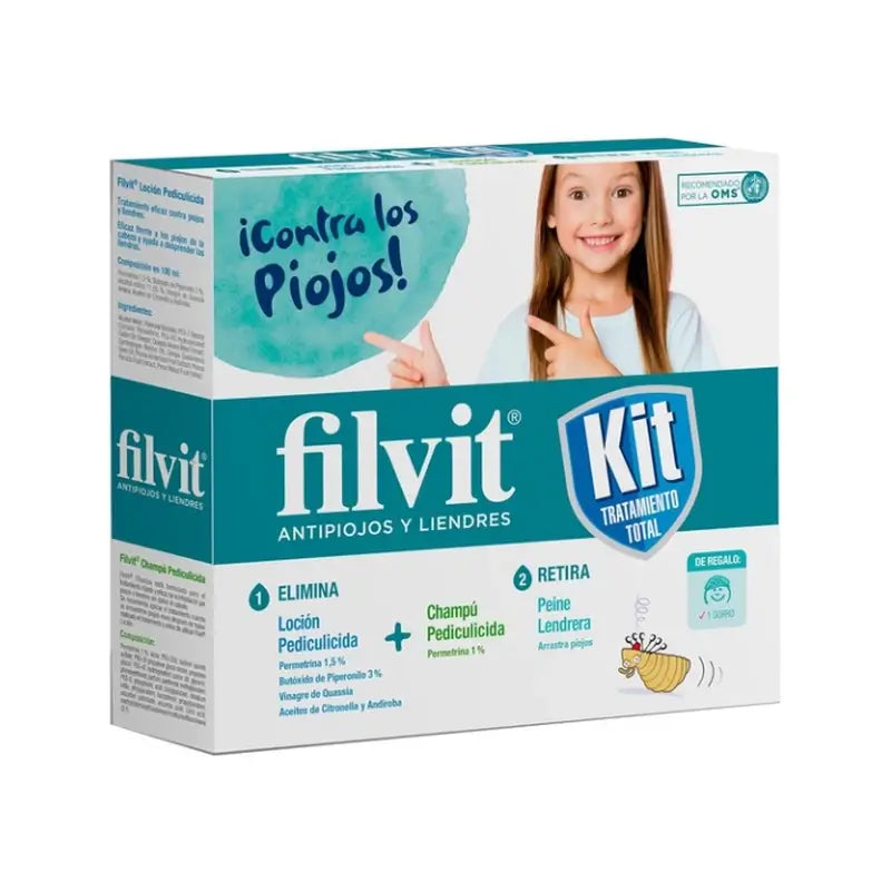 Filvit Kit trattamento totale antipidocchi e lendini Lozione 100 ml + Shampoo 100 ml