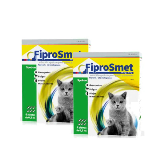Fiprosmet per gatti e furetti - Confezione da 2 x 6 pipette da 0,5 ml