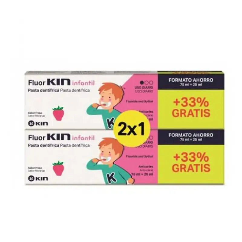 KIN FluorKIN Dentifricio per bambini, 75+25, 2X1, 0-6 anni