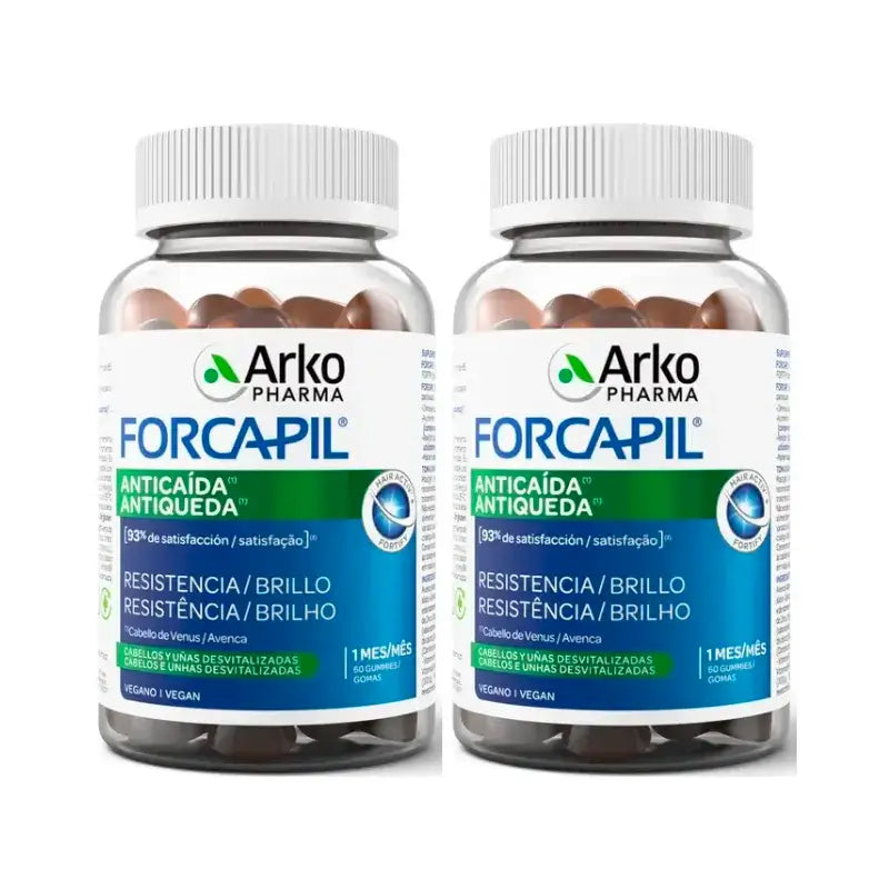 Arkopharma Forcapil Anti-Caduta di Capelli, Confezione 2 x 60 Caramelle Gommose