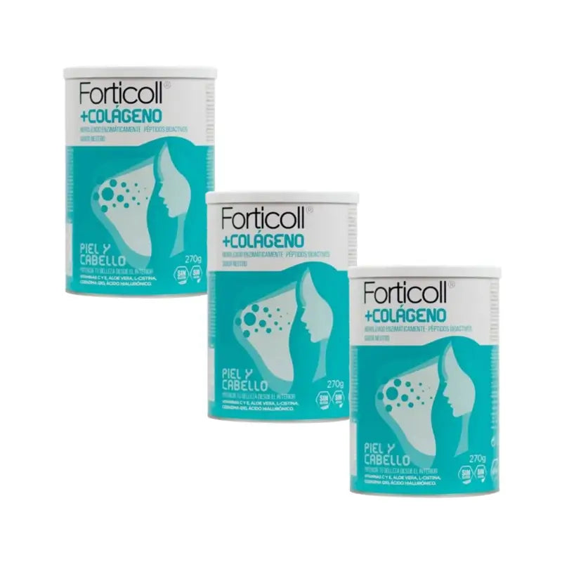 Forticoll Collagene Bioattivo Mandorla Pelle e Capelli, 3X270 Gr