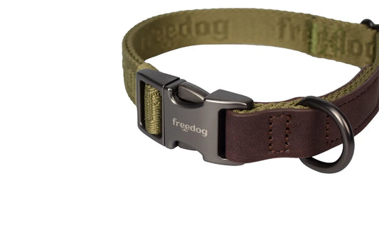 Freedog Collare Linum Green Forest Riciclato, 20 mm 35/52 cm