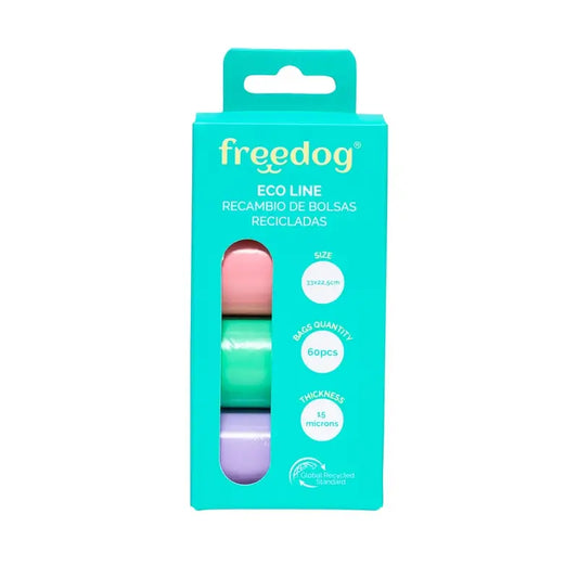 Sacchetti di ricarica Freedog Eco 15 sacchetti/rotolo Colori pastello