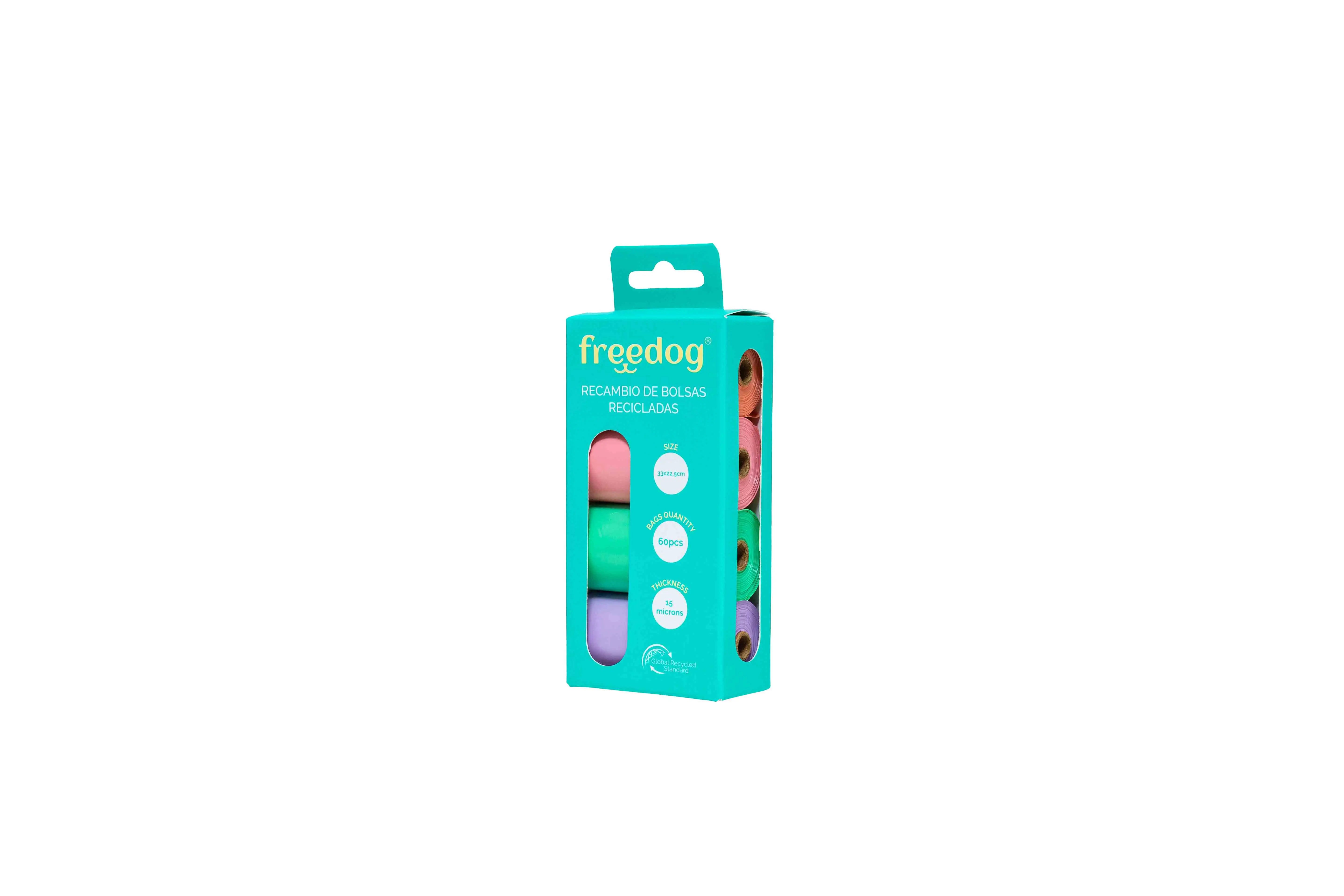 Sacchetti di ricarica Freedog Eco 15 sacchetti/rotolo Colori pastello