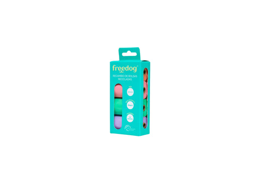 Sacchetti di ricarica Freedog Eco 15 sacchetti/rotolo Colori pastello