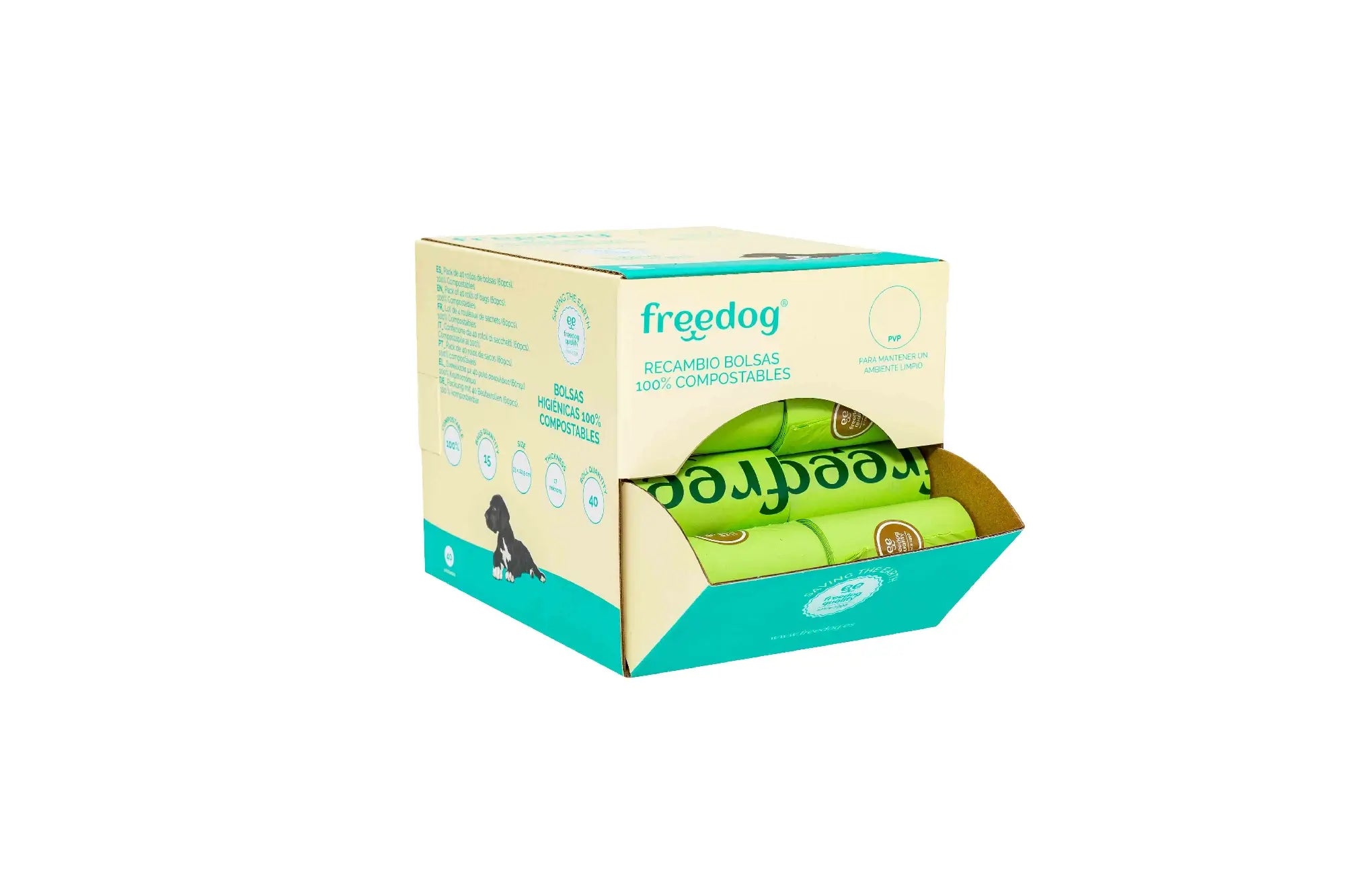 Freedog Espositore per sacchetti biodegradabili, 40 rotoli