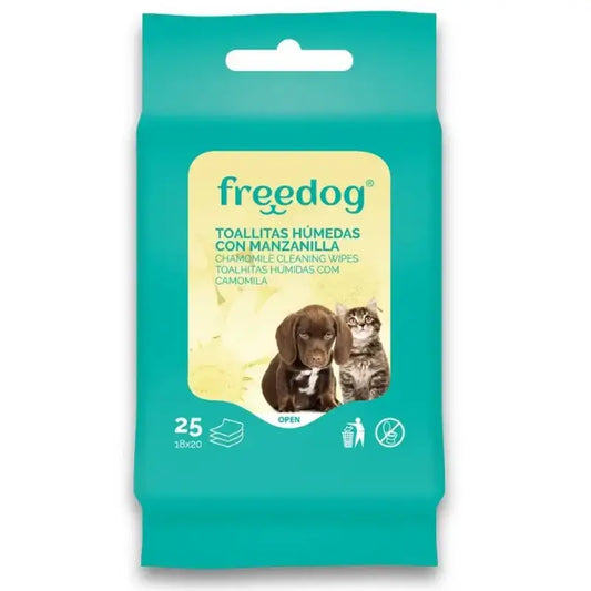 Freedog Salviette idratanti alla camomilla Pocket 25 Ud 18X20Cm