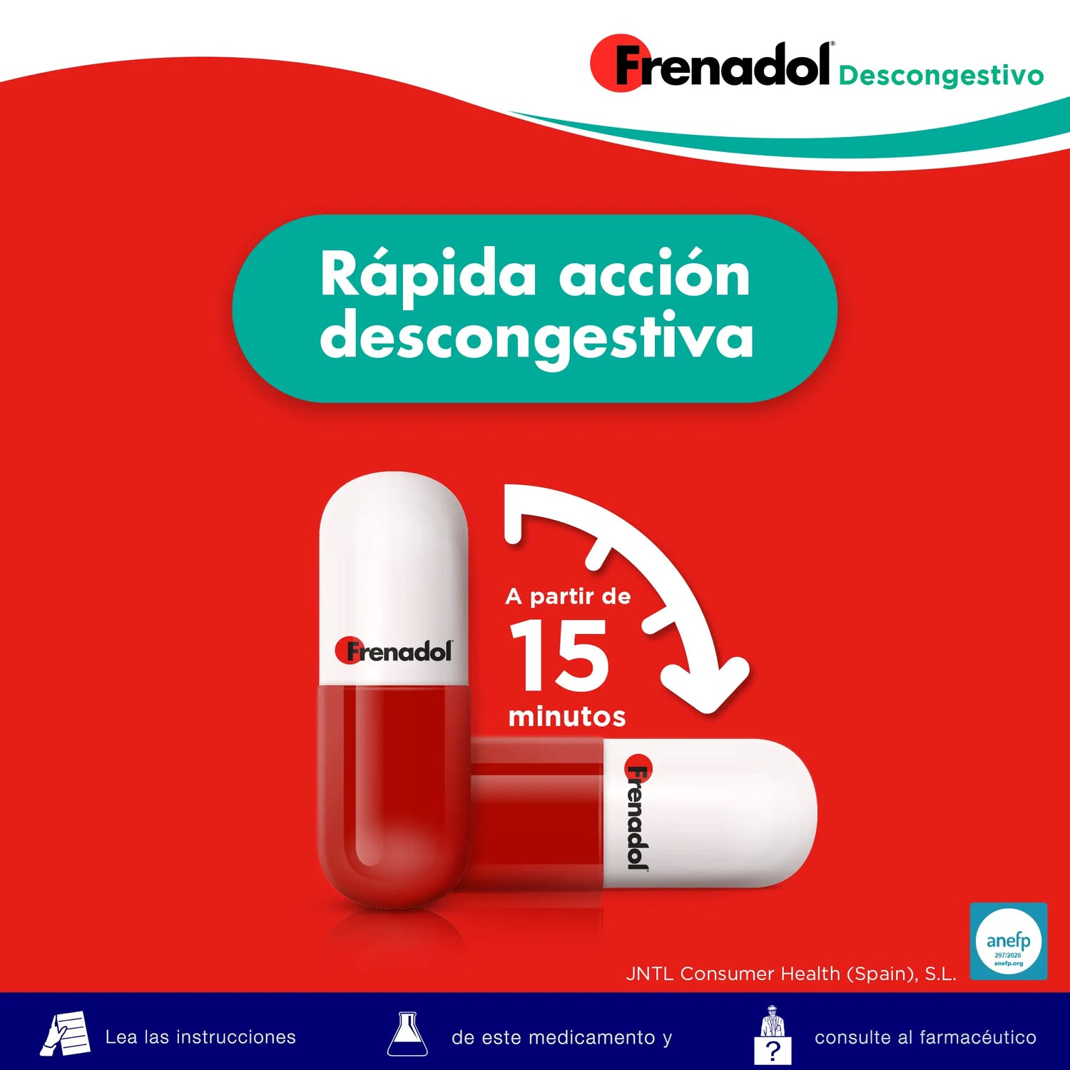 FRENADOL® Decongestionante antinfluenzale, uso orale, 16 capsule