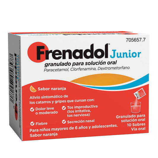 Frenadol Junior Antinfluenzale per bambini, gusto arancia, uso orale, 10 bustine