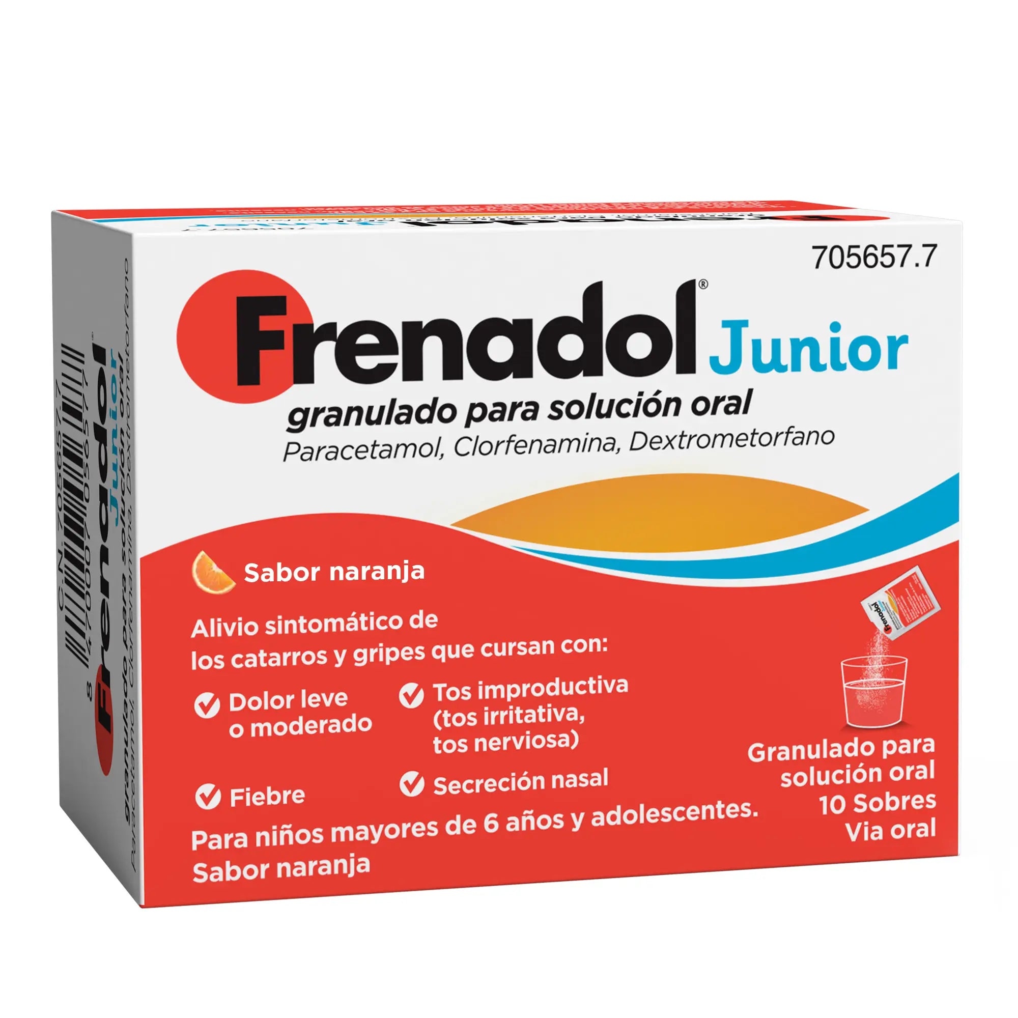 Frenadol Junior Antinfluenzale per bambini, gusto arancia, uso orale, 10 bustine