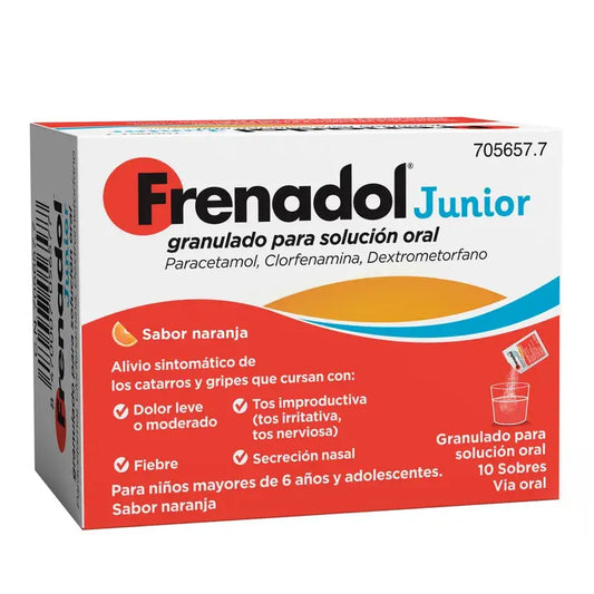 Frenadol Junior Antinfluenzale per bambini, gusto arancia, uso orale, 10 bustine