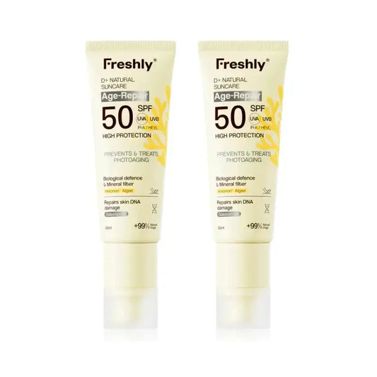 Freshly D+ Natural Suncare Age-Repair Spf50, Confezione 2 x 50 ml