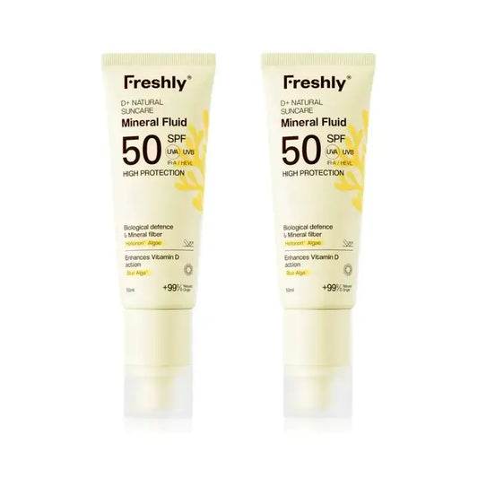 Freshly D+ Natural Suncare Mineral Fluid Spf50, Confezione 2 x 50 ml