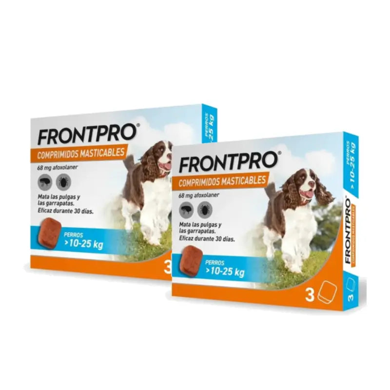 Frontpro Antiparassitario per cani da 10 a 25 kg (L), confezione da 2 x 3 compresse masticabili