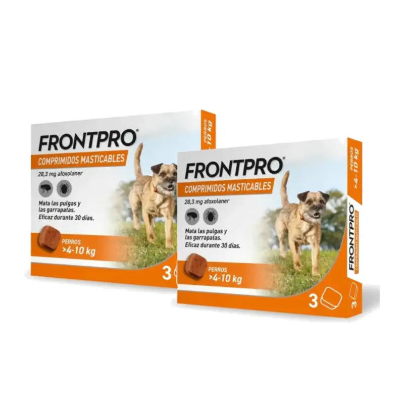 Frontpro Antiparassitario per cani da 4 a 10 kg (M), confezione da 2 x 3 compresse masticabili