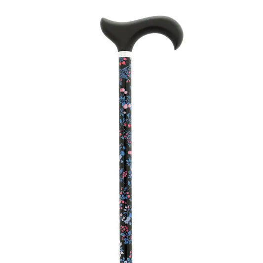 García 1880 Muletilla estensibile Fiori neri Pugno di legno nero Nero