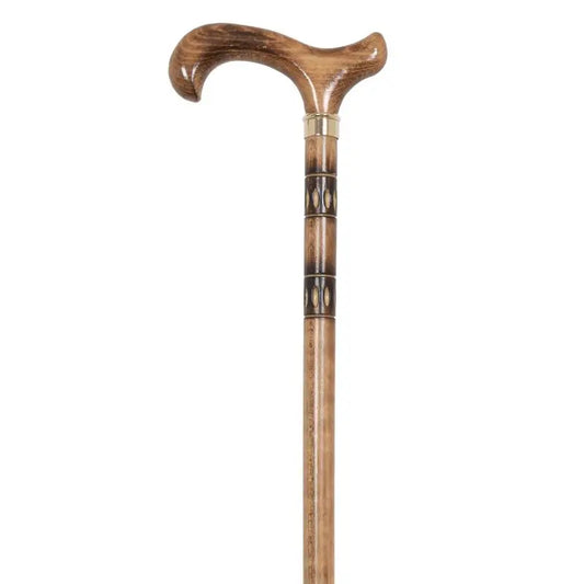 García 1880 Muletilla in faggio fiammato con pugno di legno a disegno Derby