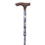 García 1880 Stampella pieghevole Fiori blu stampati Polsino in legno