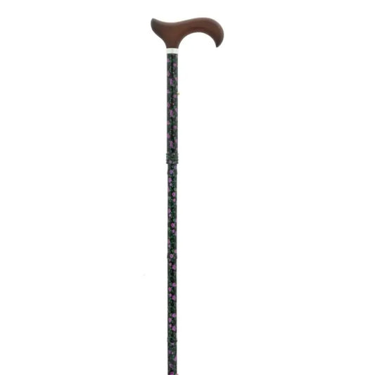 García 1880 Fiori viola Muletilla pieghevole Fiori viola Manico in legno