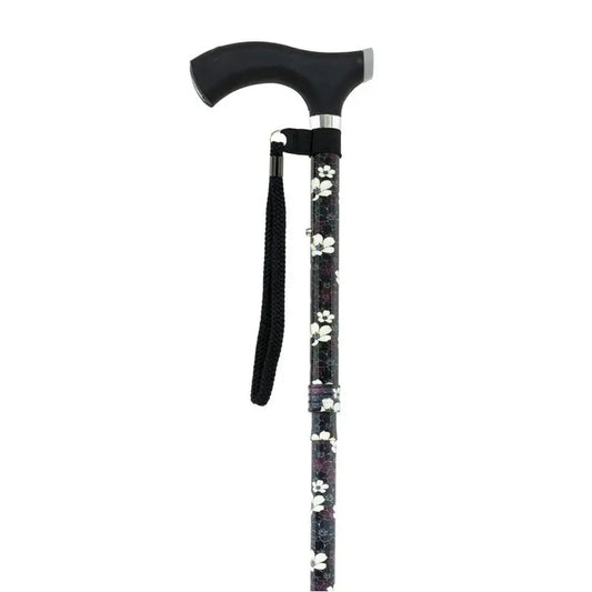 Garcia 1880 Stampella pieghevole Soft Touch Nero, fiori bianchi