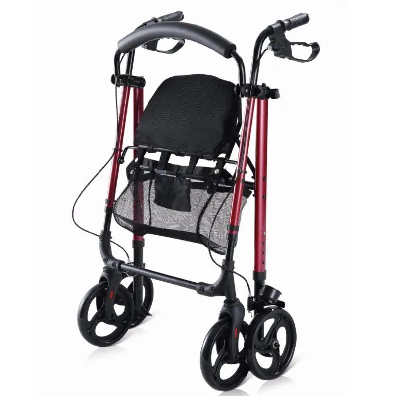 Rollator Garcia 1880 in alluminio con sedile regolabile in altezza (rosso)