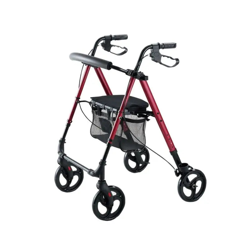 Rollator Garcia 1880 in alluminio con sedile regolabile in altezza (rosso)
