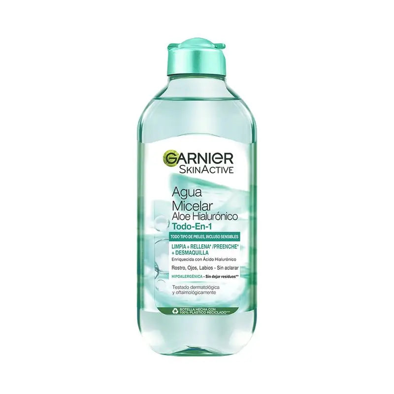 Garnier Aloe Hyaluronic Acqua Micellare Tutto In 1 Deterge, Rimuove il Make-Up e Ripristina Viso, Occhi, Labbra - Senza Risciacquo