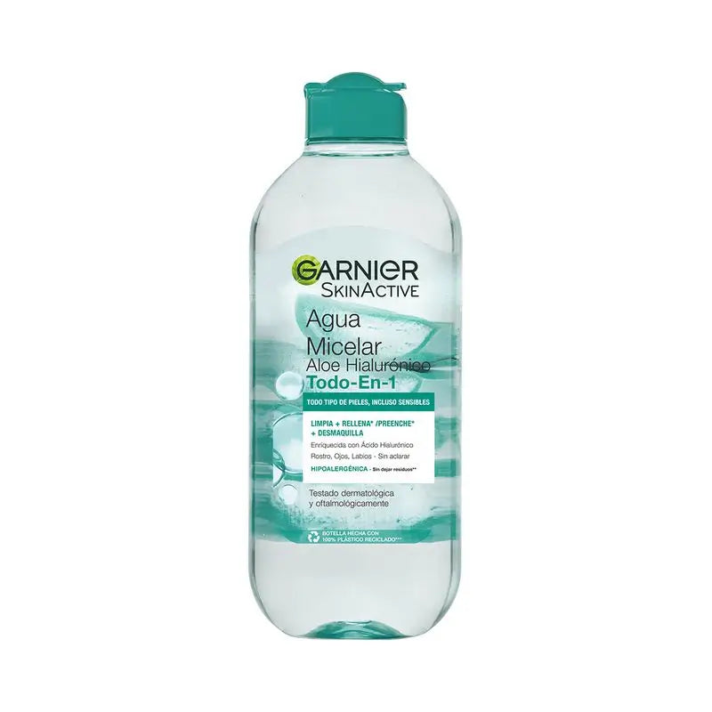 Garnier Aloe Hyaluronic Acqua Micellare Tutto In 1 Deterge, Rimuove il Make-Up e Ripristina Viso, Occhi, Labbra - Senza Risciacquo