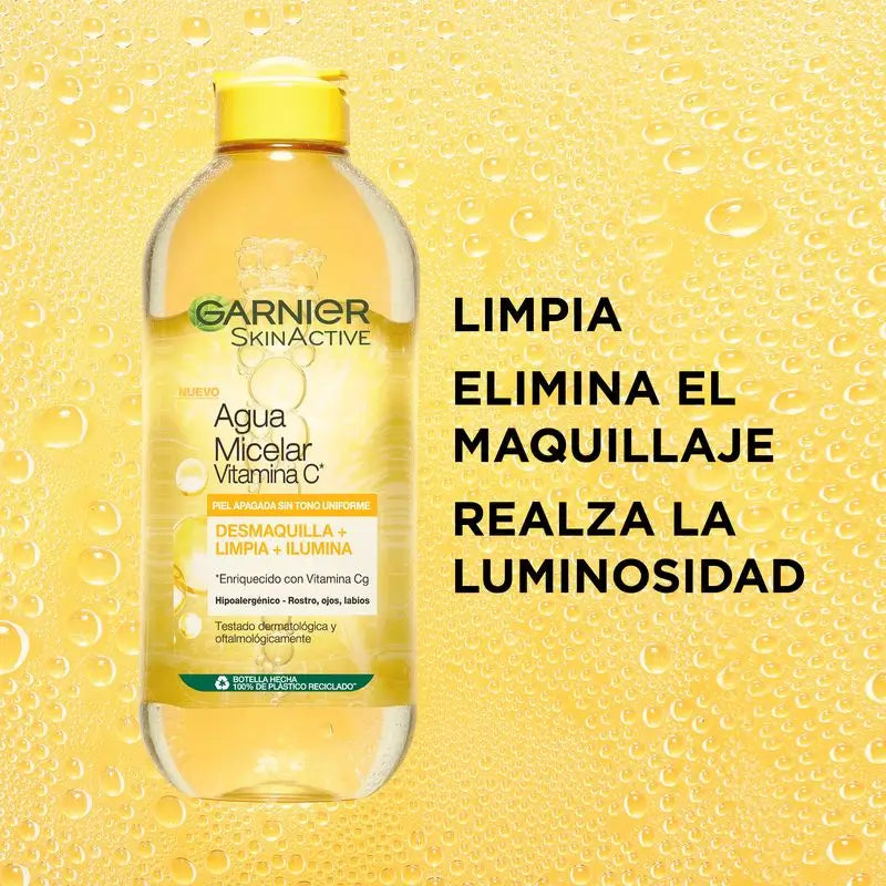 Garnier Acqua Micellare alla Vitamina C Deterge, rimuove il trucco e illumina la pelle spenta. Formula ipoallergenica - 400 ml