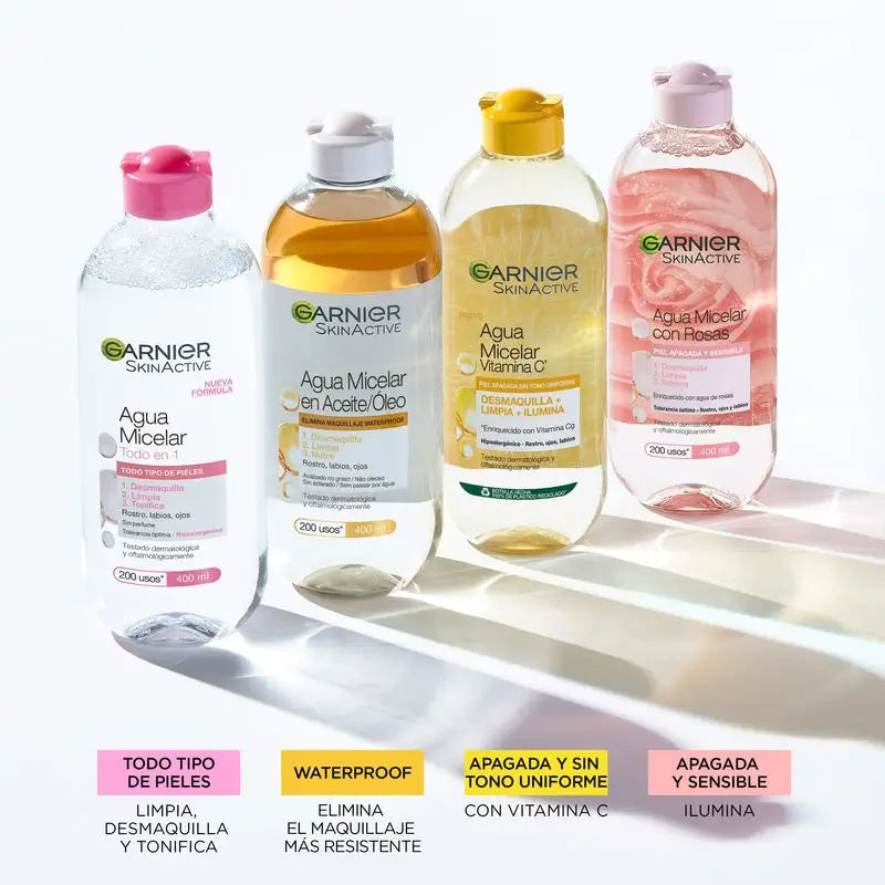 Garnier Acqua Micellare alla Vitamina C Deterge, rimuove il trucco e illumina la pelle spenta. Formula ipoallergenica - 400 ml