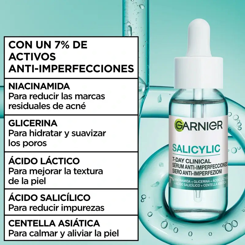 Garnier Siero Anti-Acne Attivo Puro Salicilico Anti-Blemish e Detergente, 30 ml