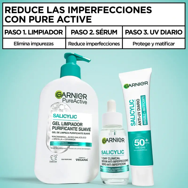Garnier Siero Anti-Acne Attivo Puro Salicilico Anti-Blemish e Detergente, 30 ml